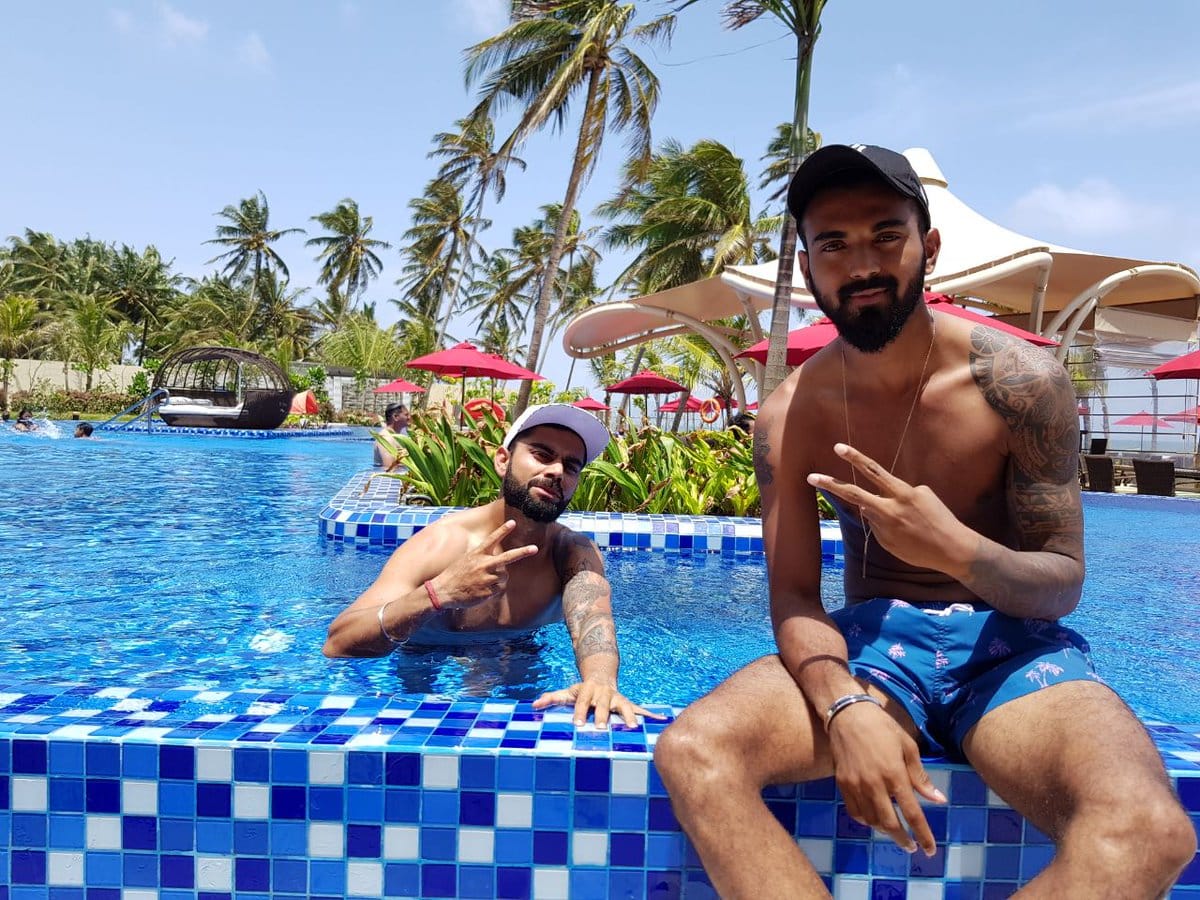 virat kohli chill out at pool with rahul and pandya