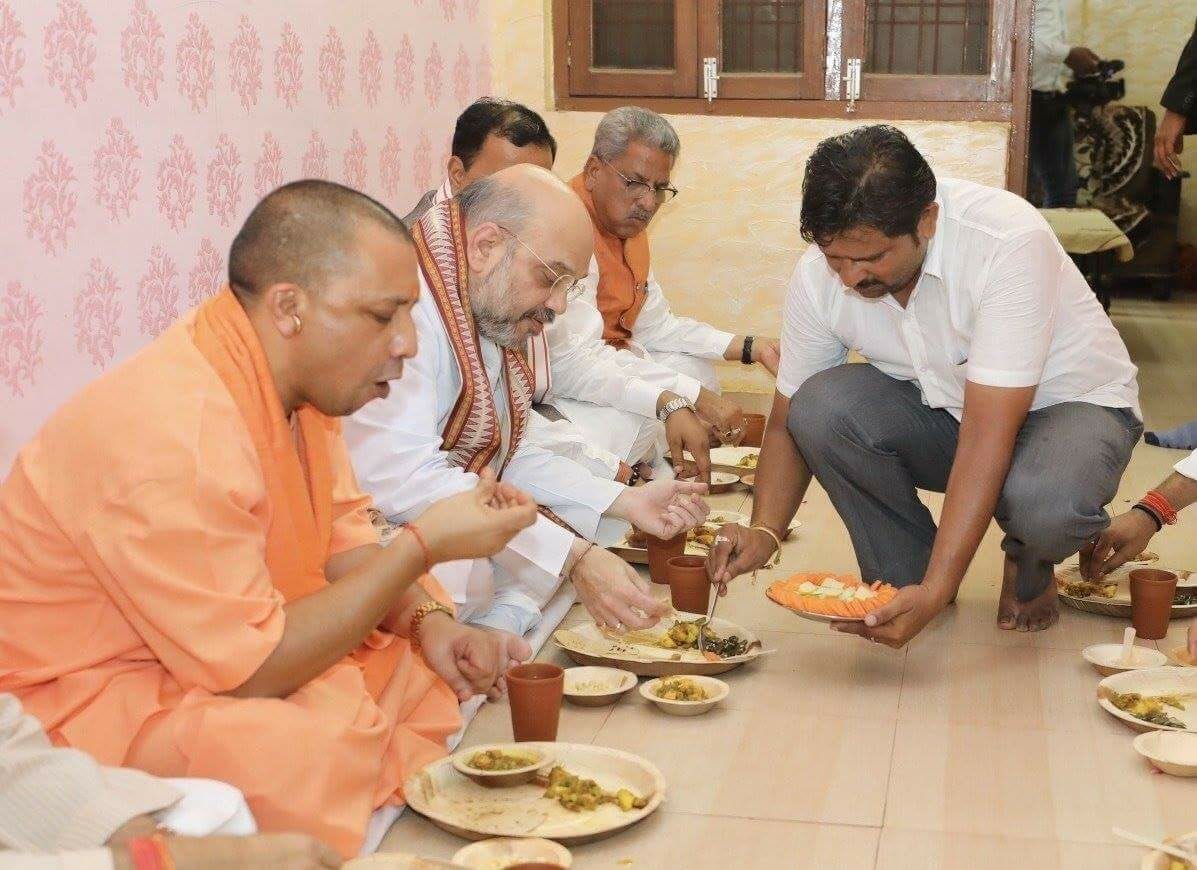 amit shah's lunch in sonu yadav house