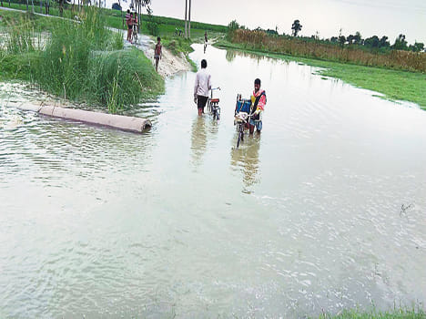The village is forced to go to the village through water