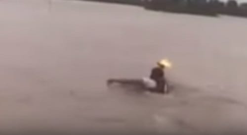 Watch viral video of man doing ganga aarti with hydraulic pump jet flyboard 