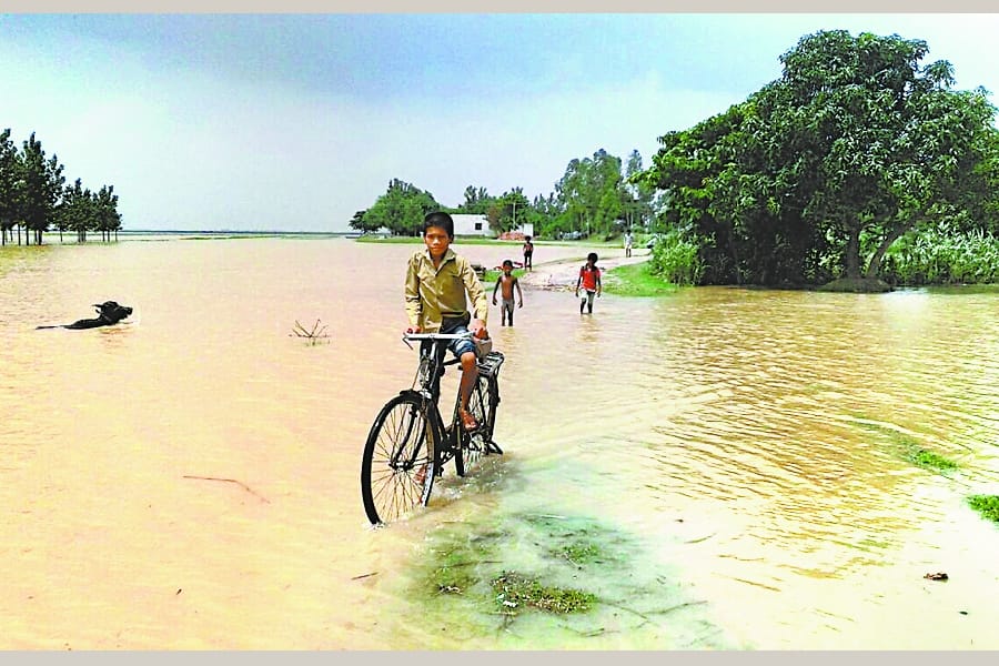 pics of flood in districts of Uttar Pradesh.