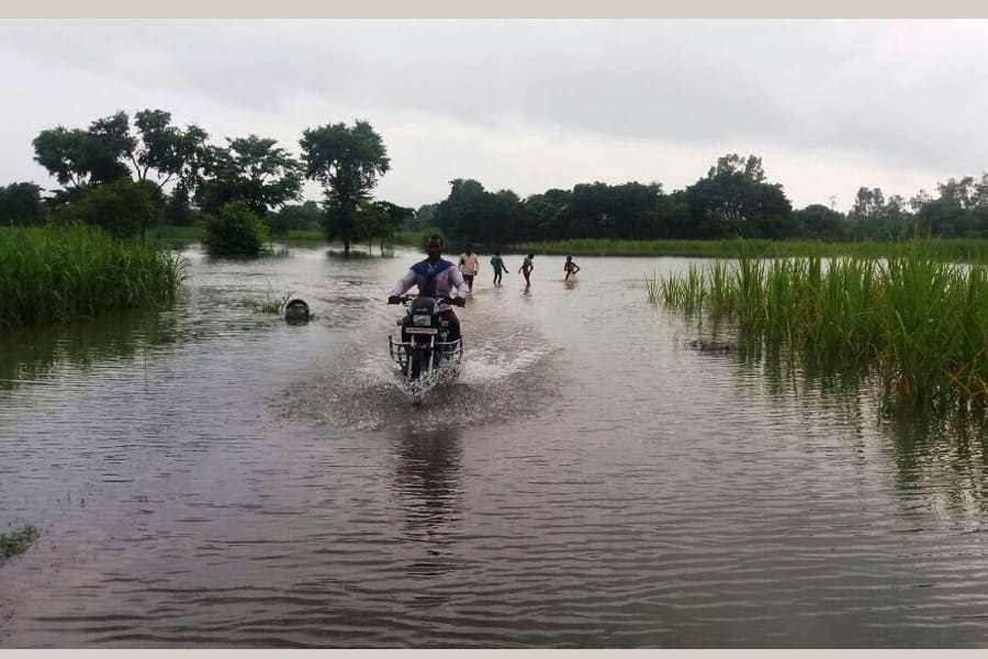 pics of flood in districts of Uttar Pradesh.