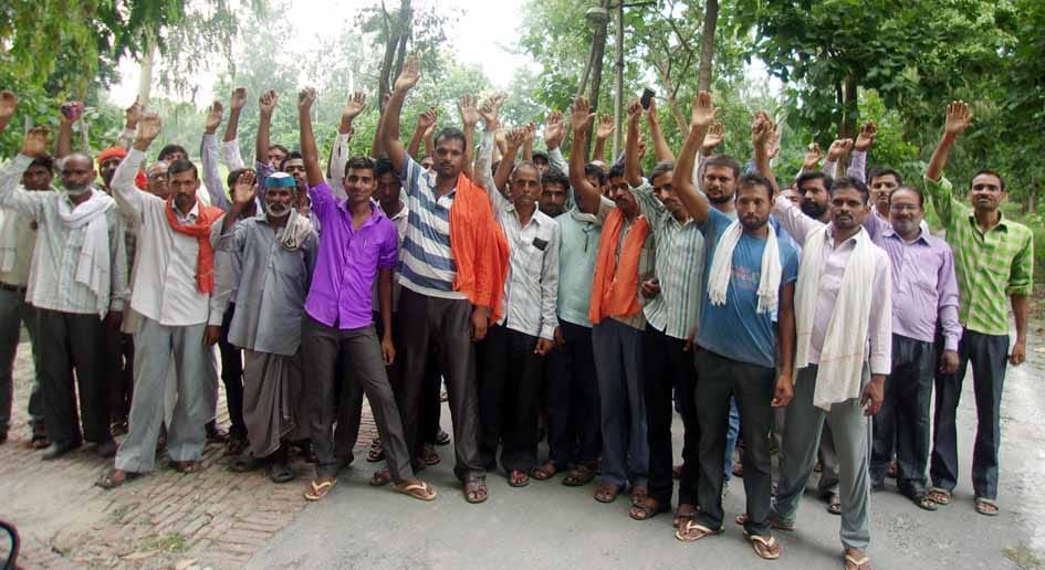 villagers protest against officers