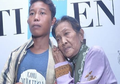 16 year old jealous husband Selamat locks  his 71 year old wife Rohaya in Indonesia