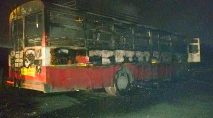 Gola depot bus catches fire due to sparking