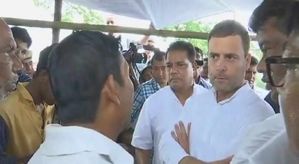 Congress VP Rahul Gandhi meets villagers in Assam, who affected due to flood