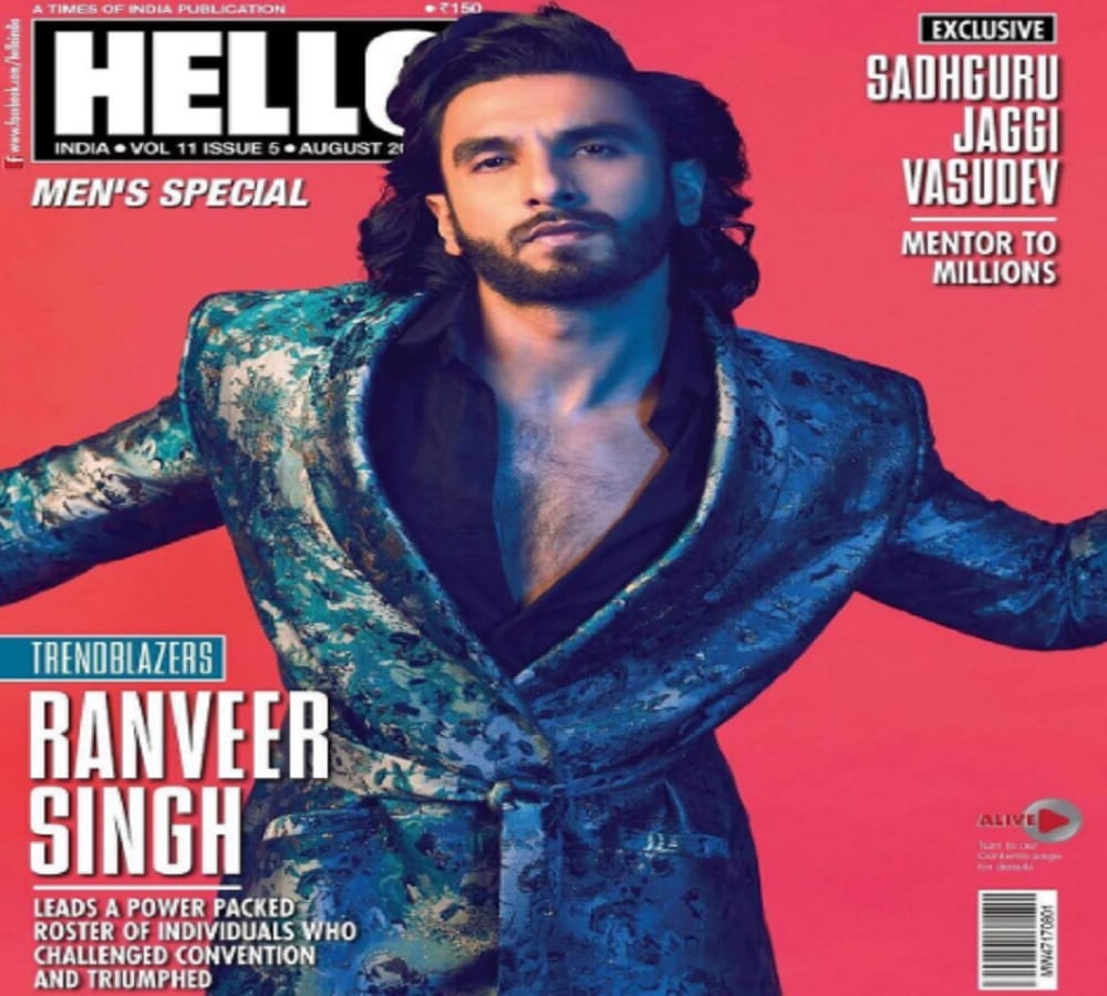 Ranveer Singh photo shoot for HELLO magazine cover page 