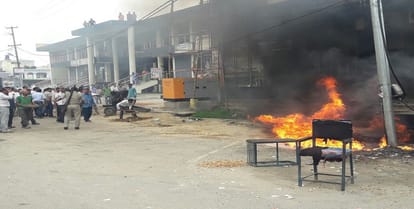 A huge fire broke out in the transformer placed outside the bank