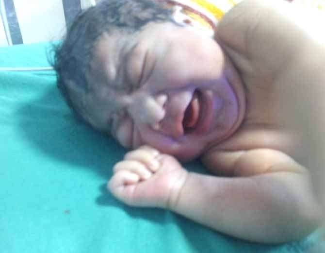 new born girl child thrown in plot by mother
