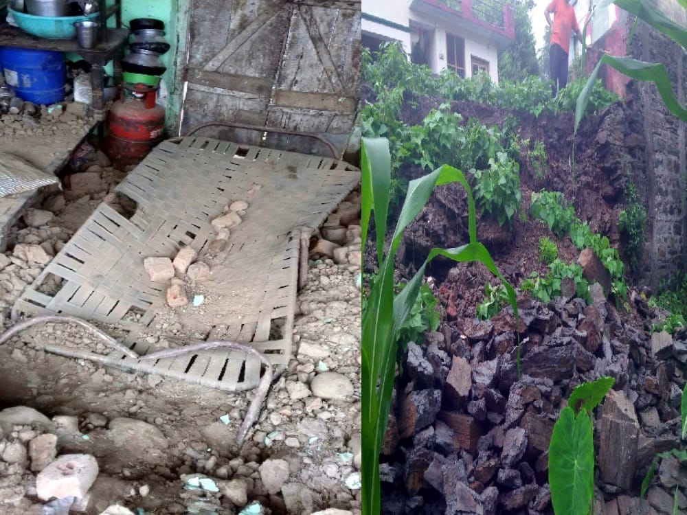 four injured during wall collapse in vikas nagar 
