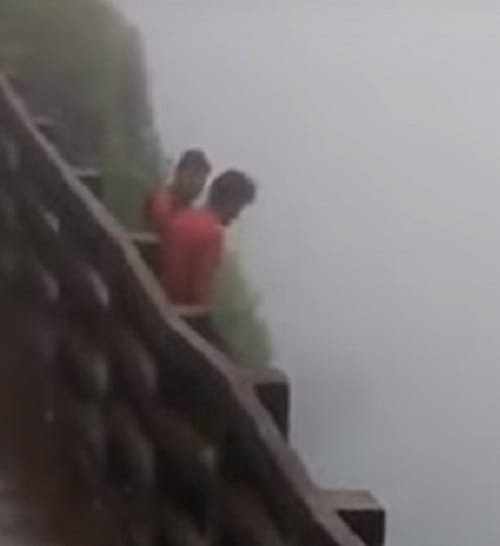 Two men fell into valley at amboli ghat in maharashtra while friends keep recording the incidence