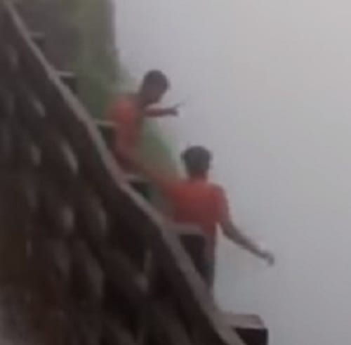 Two men fell into valley at amboli ghat in maharashtra while friends keep recording the incidence