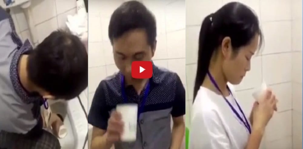Watch Viral Video of Chinese employees drinking toilet water as punishment for not meeting target