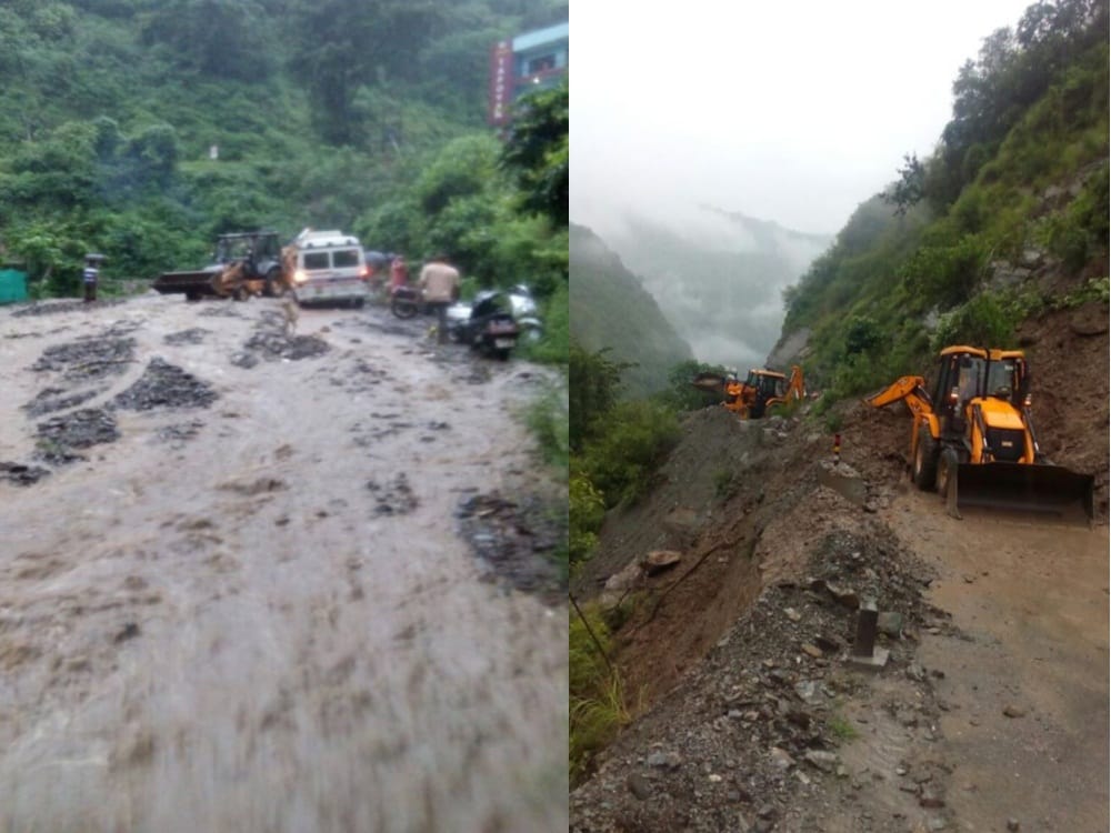 photos of landslide and debris on badrinath highway