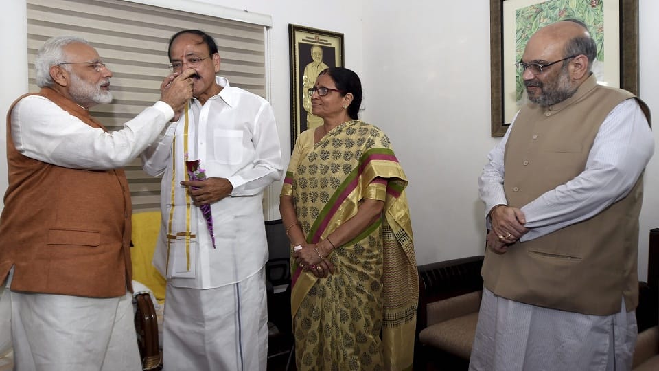 Venkaiah Naidu becomes India's 13th new vice-president, Pm Modi Congratulated