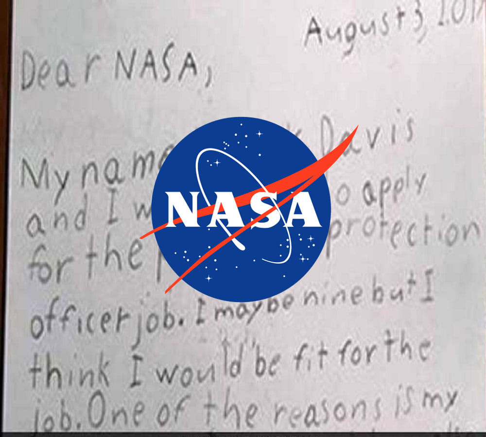 nine year old kid job application for Planetary Protection Officer at NASA