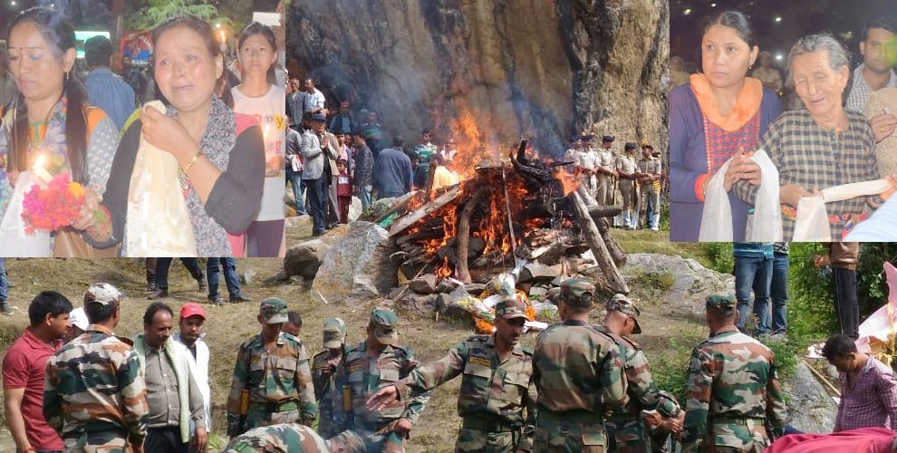 Himachal Indian army Sepoy Tanzin Chultim cremation in Lahaul