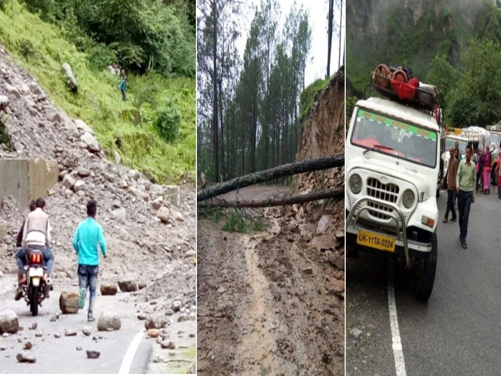  heavy rain, road block and landslide in uttarakhand
