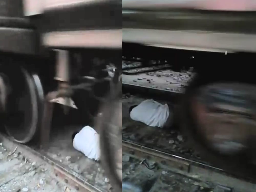miracle saved Man life who fall under the running  train video viral