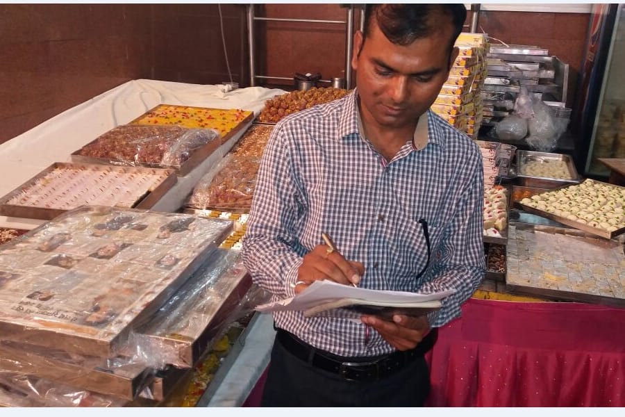 Inspection in shops of sweet in Lucknow.