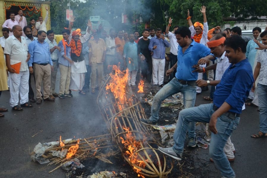 swadeshi jagran manch protests china in Lucknow.