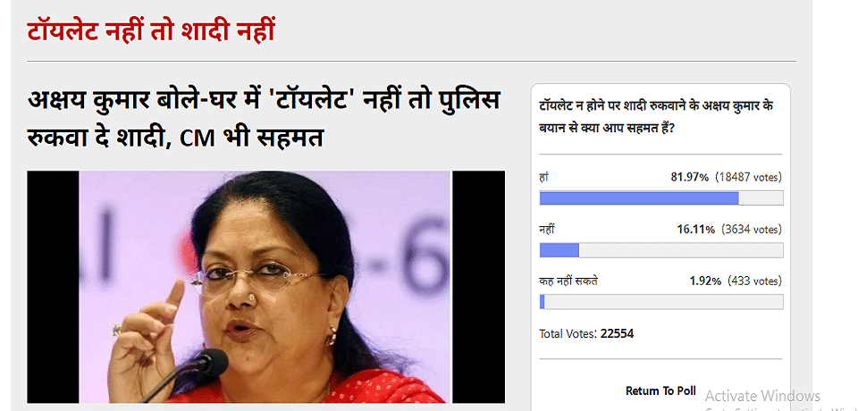  Amar Ujala Poll: Police will restrict marrieges in home If the are without toilet