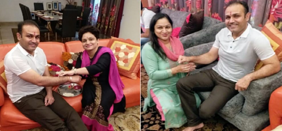 virendar sehwag on rakshabandhan celebration with anju and manju sister 