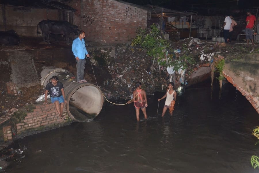 The child fall in drainage was not found