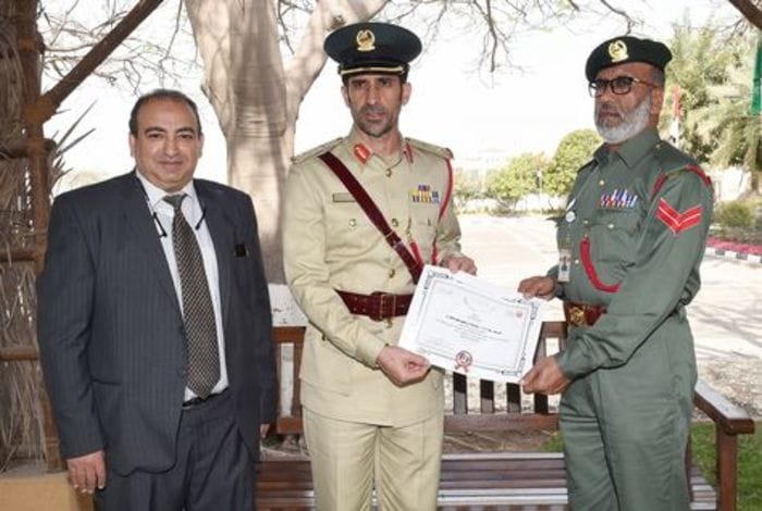 Dubai police officer finned himself for hitting parked car