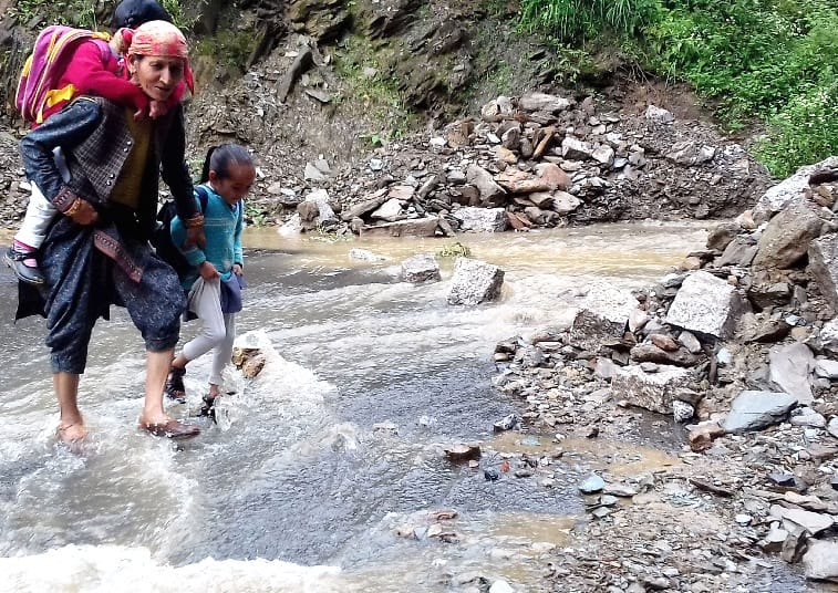 Manali-Kaza road flooded after heavy rain in Lahaul-Spiti, himachal.