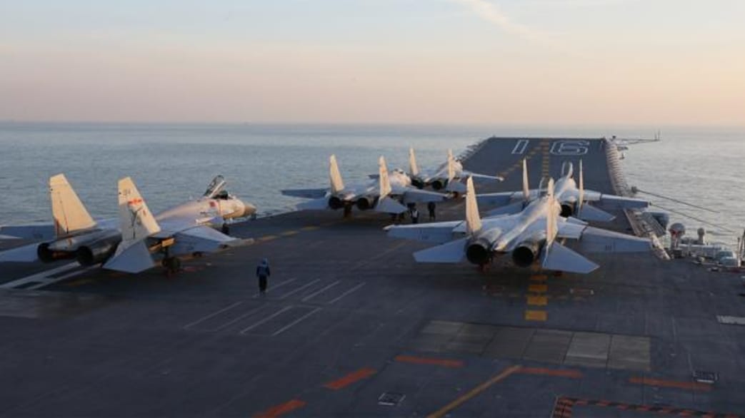 Chinese Navy and Air Force war practiced at sea near the Korean peninsula