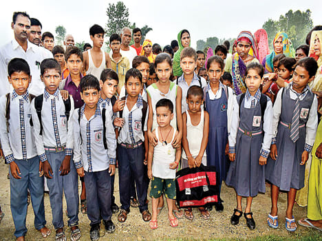 Schoolgirls filled with schoolchildren
