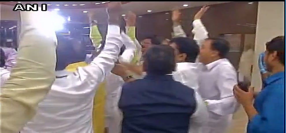 gujarat rajyasabha election ahmed patel win and party workers celebrated