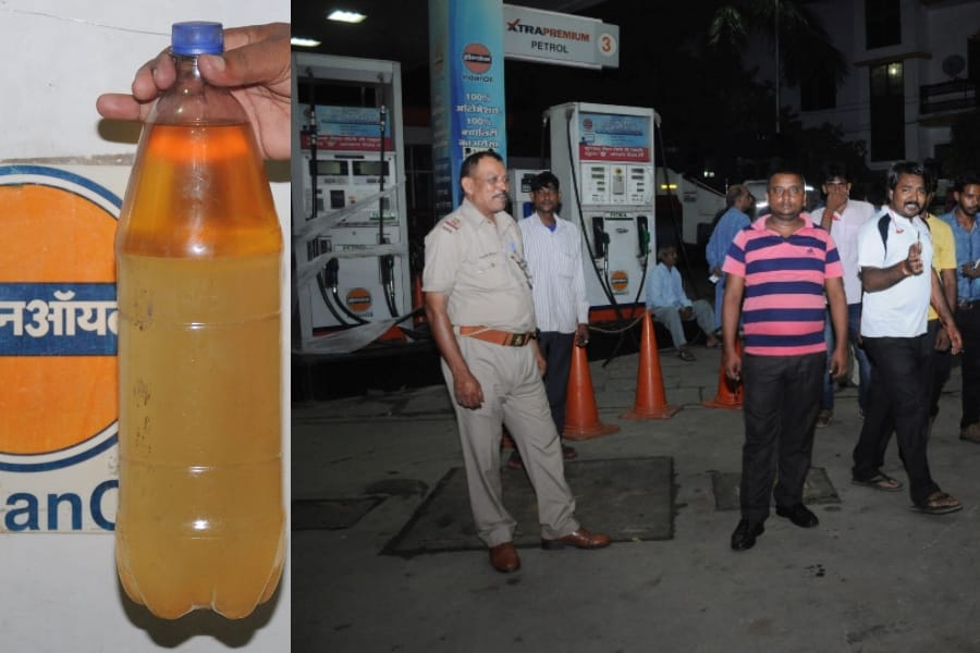 petrol pump distributed water mixed patrol in Lucknow.