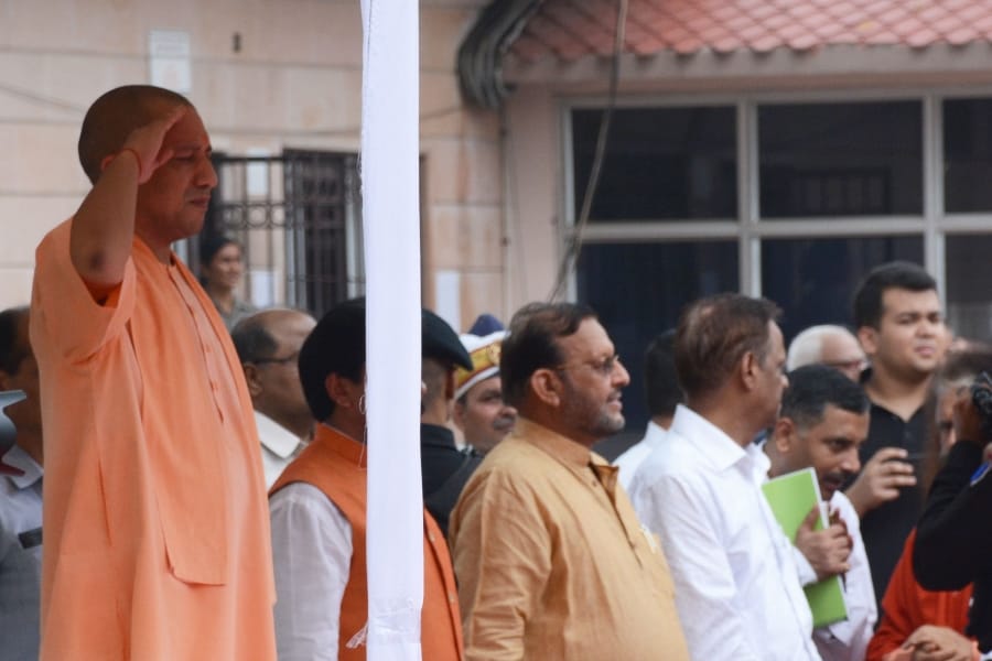 yogi adityanath on namami gange jagriti yatra in Lucknow.