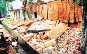 Barak's wall collapses in rain, big accident