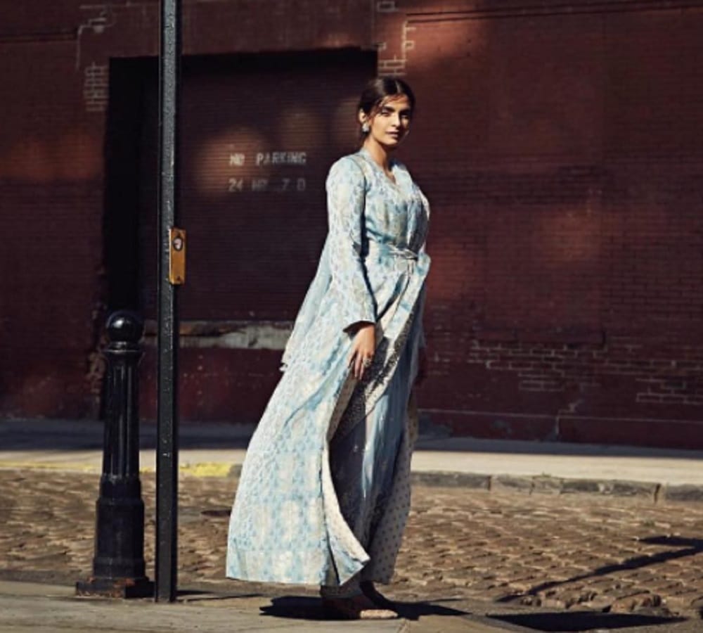 Bollywood actress Sonam Kapoor photo shoot for bazaar bride magazine cover page 