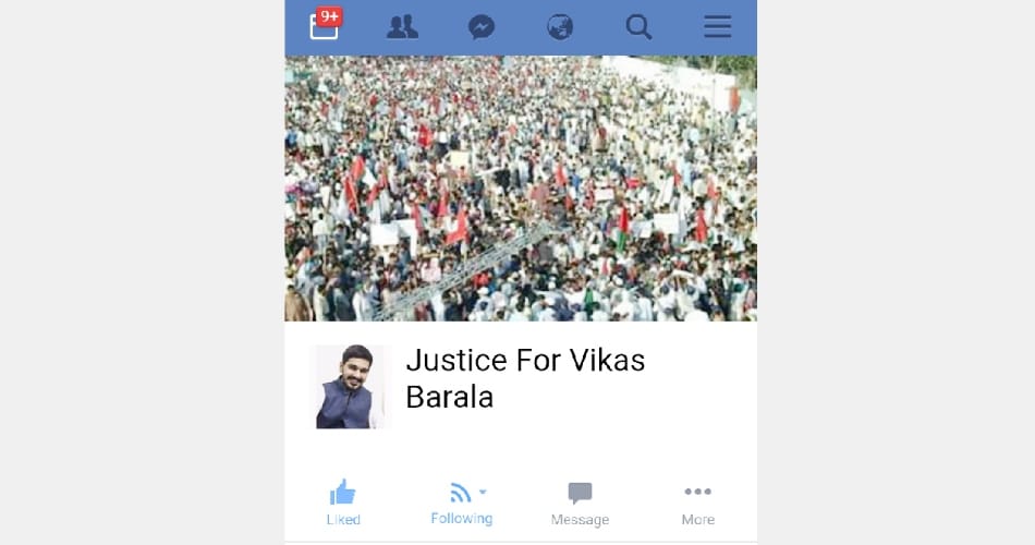 Vikas friends make a fb page named Justice for Vikas barala