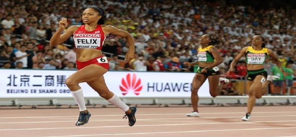 allyson felix match bolt into medal number 