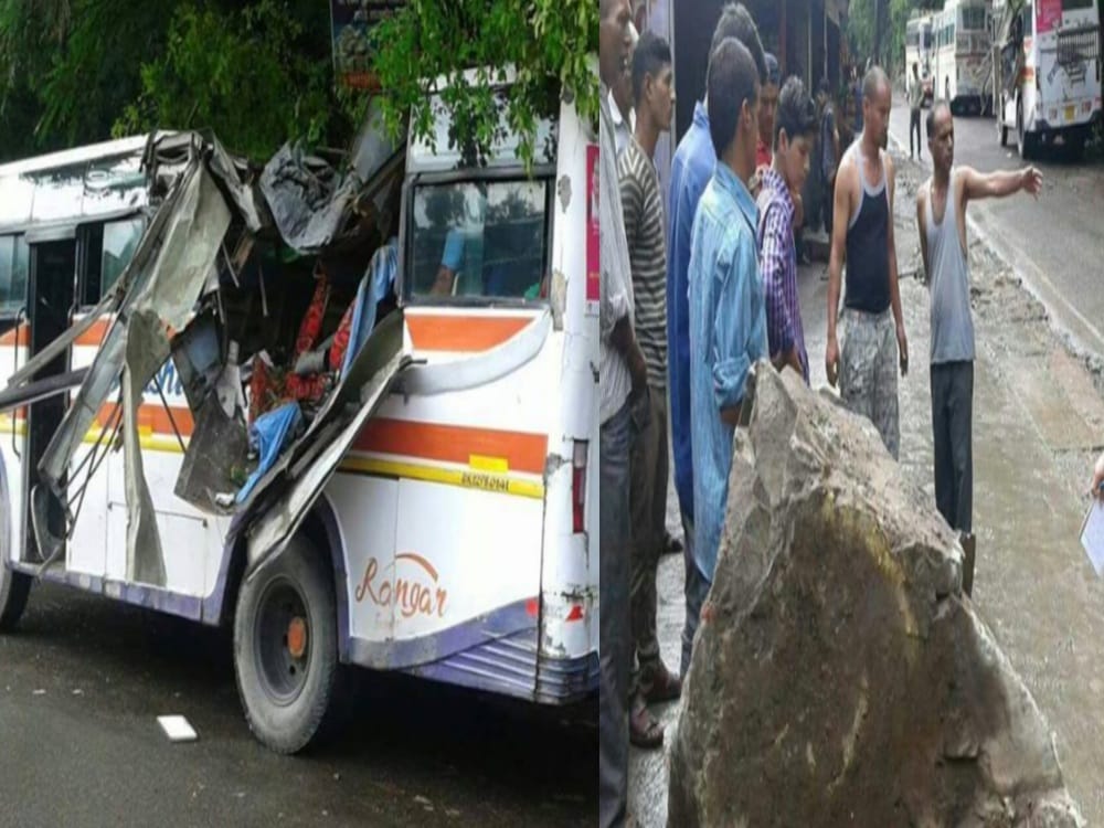 miracle save 22 passenger during stone fall on bus 
