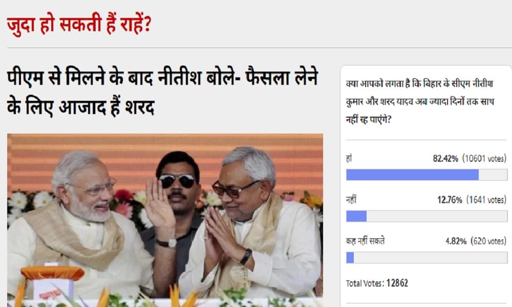 Amar Ujala Poll: Sharad Yadav will be separated from bihar cm Nitish Kumar