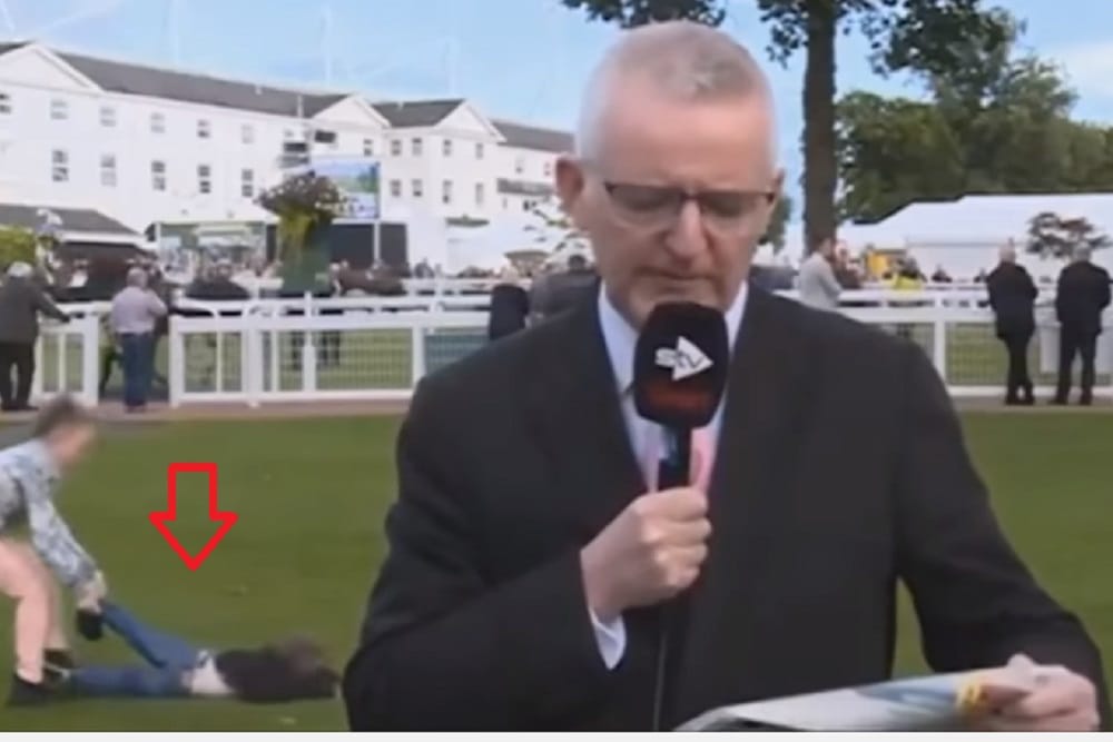 Funny video of girl dragging boy on live tv In South Lanarkshire OF Scotland