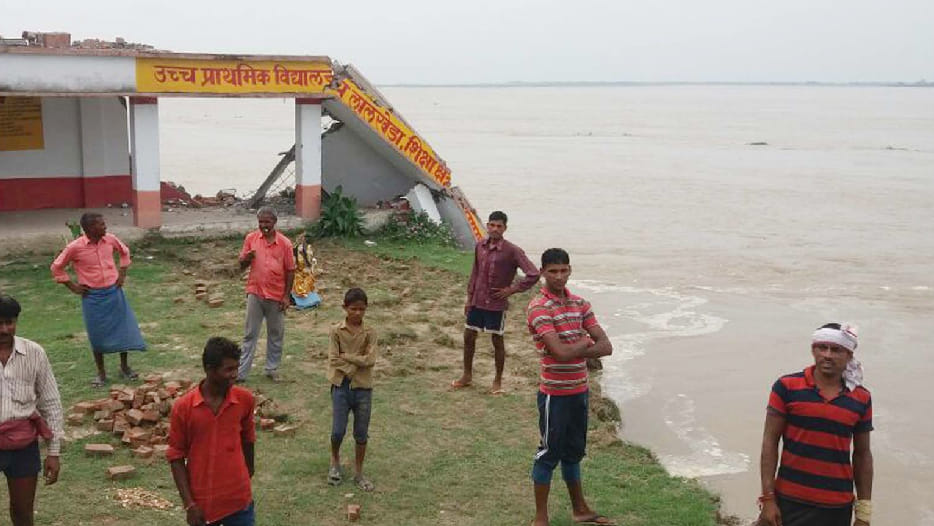 school collapsed due to devastation of water villagers are fleeing