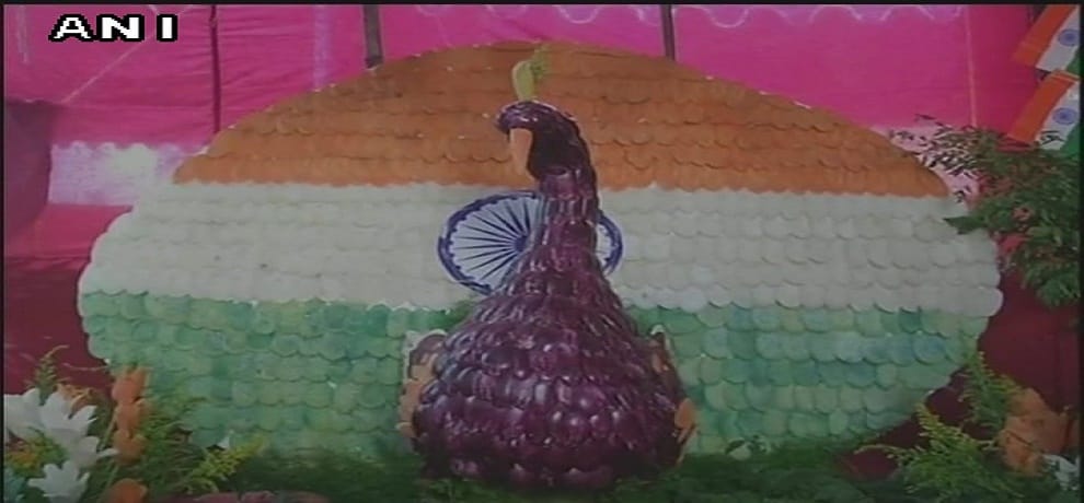 temple in Coimbatore decorated with 5000 kg of vegetables ahead of Independence Day.