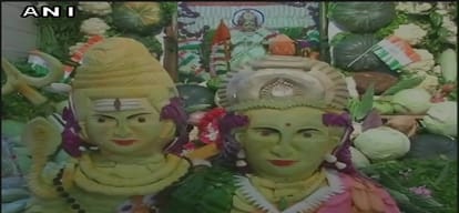 temple in Coimbatore decorated with 5000 kg of vegetables ahead of Independence Day.