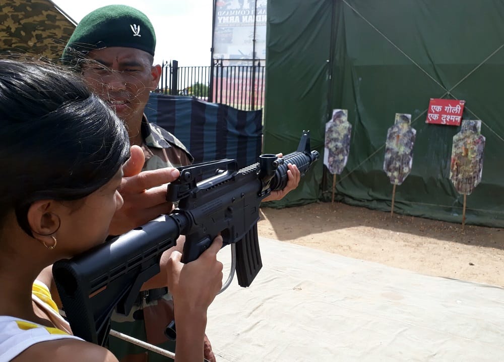 Army Exhibition, children thrilled