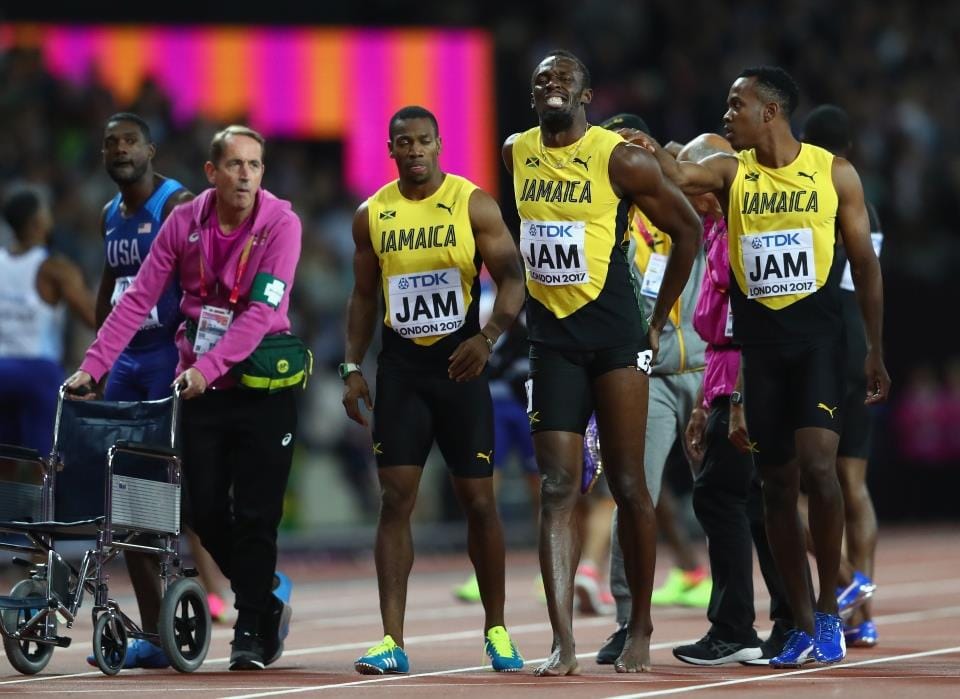Usain Bolt Got Injured in his last international  race 4x100 relay Britain Won Gold 
