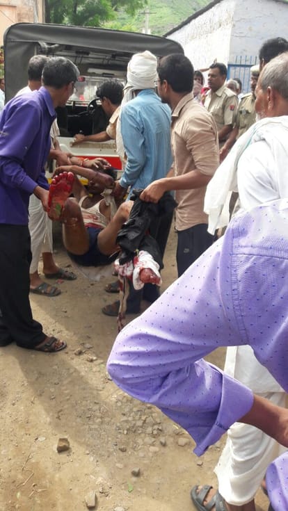 youth badly beaten up by villagers who is having a love affair with local woman in alwar
