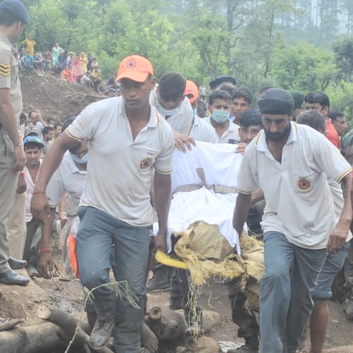 Himachal Pradesh Landslide Sweeps Away Two HRTC Buses In Mandi fifty feared dead