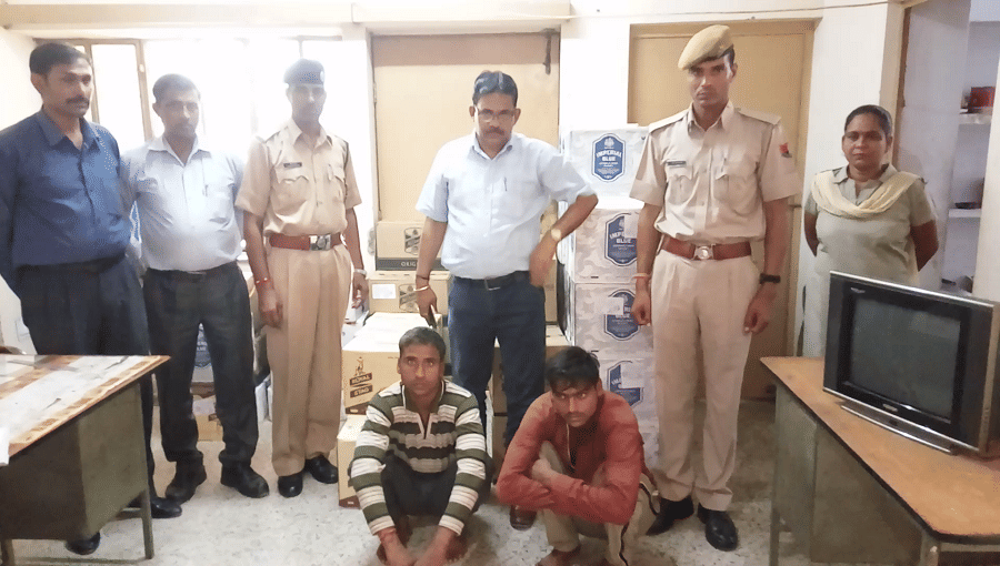 illegal liquor seized in alwar, two arrested